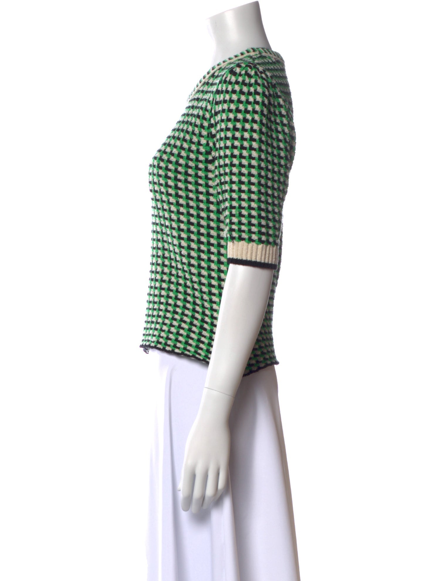 Maje Printed Crew Neck Crop Top