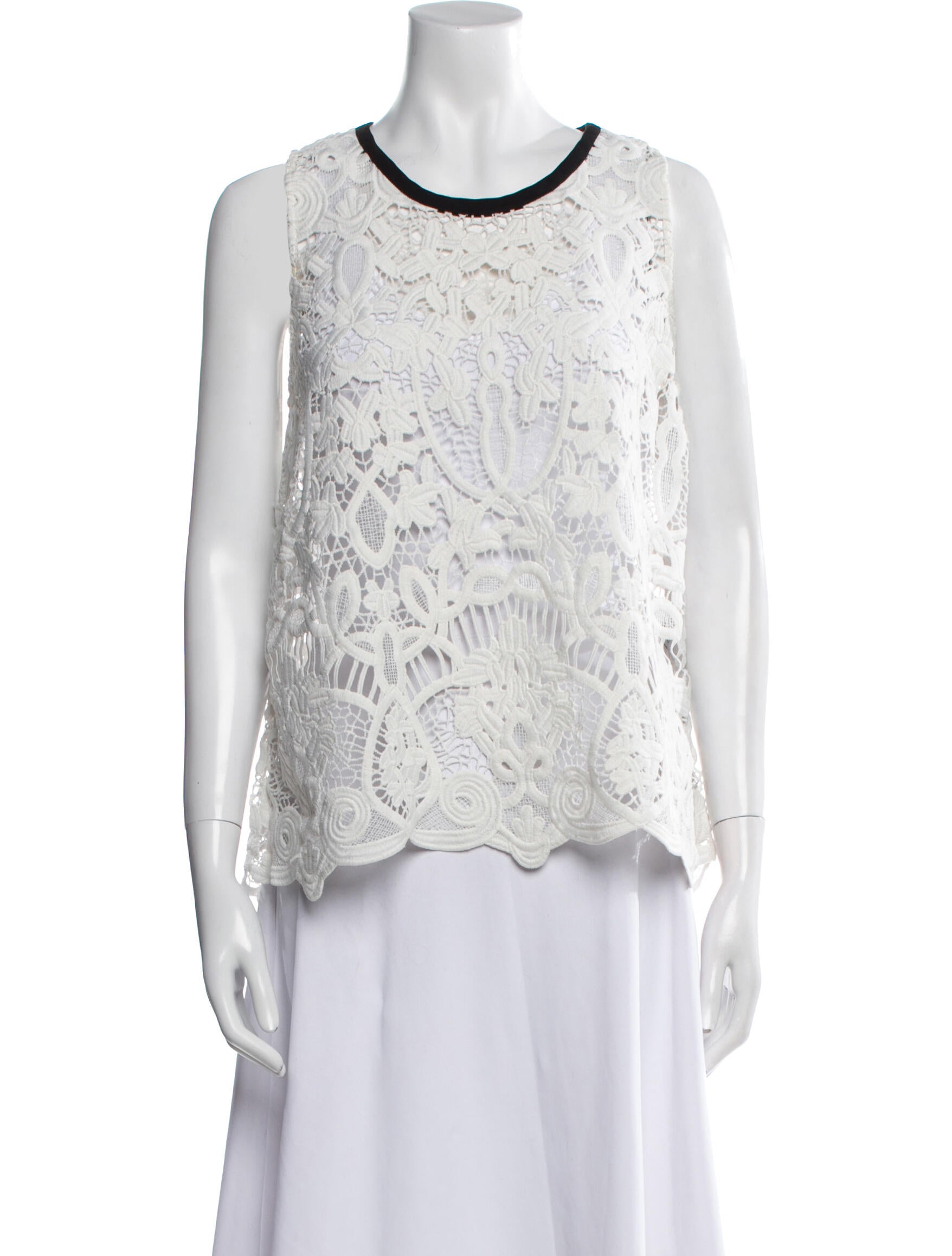 Maje Lace Pattern Scoop Neck Top