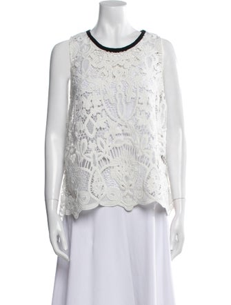 Maje Lace Pattern Scoop Neck Top
