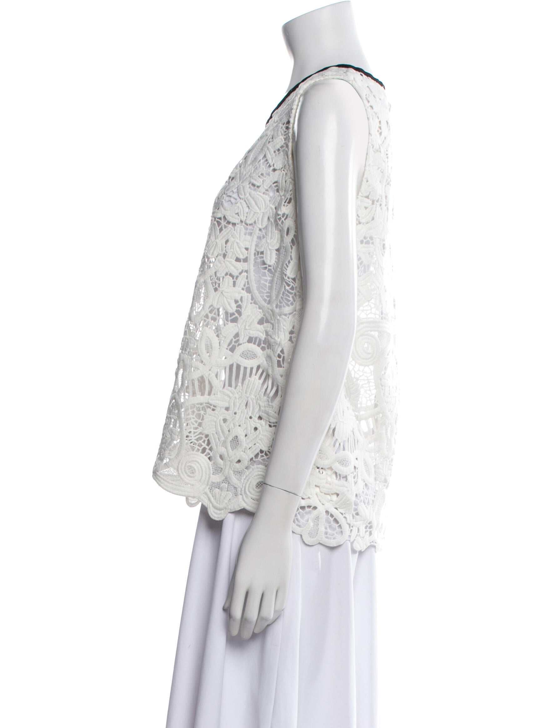 Maje Lace Pattern Scoop Neck Top