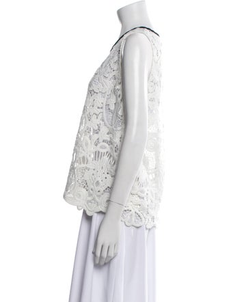 Maje Lace Pattern Scoop Neck Top