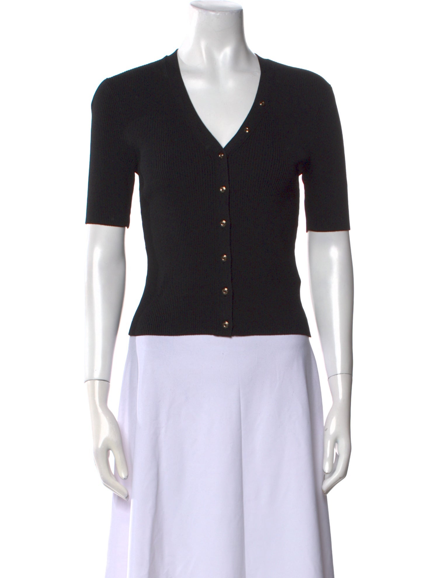 Maje V-Neck Short Sleeve Crop Top