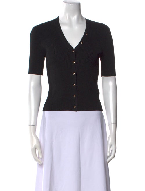 Maje V-Neck Short Sleeve Crop Top