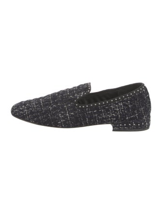Maje Tweed Printed Loafers