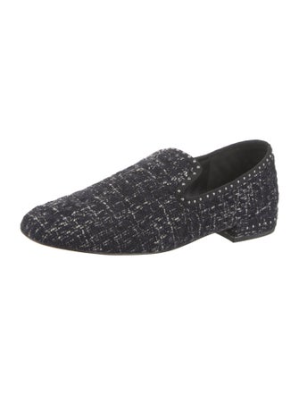 Maje Tweed Printed Loafers