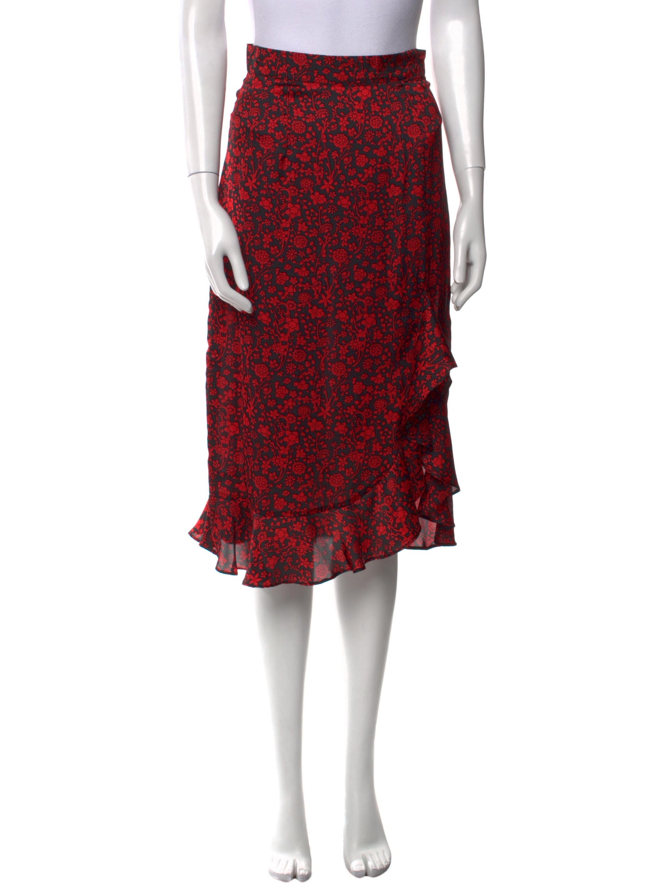 Maje Floral Print Midi Length Skirt