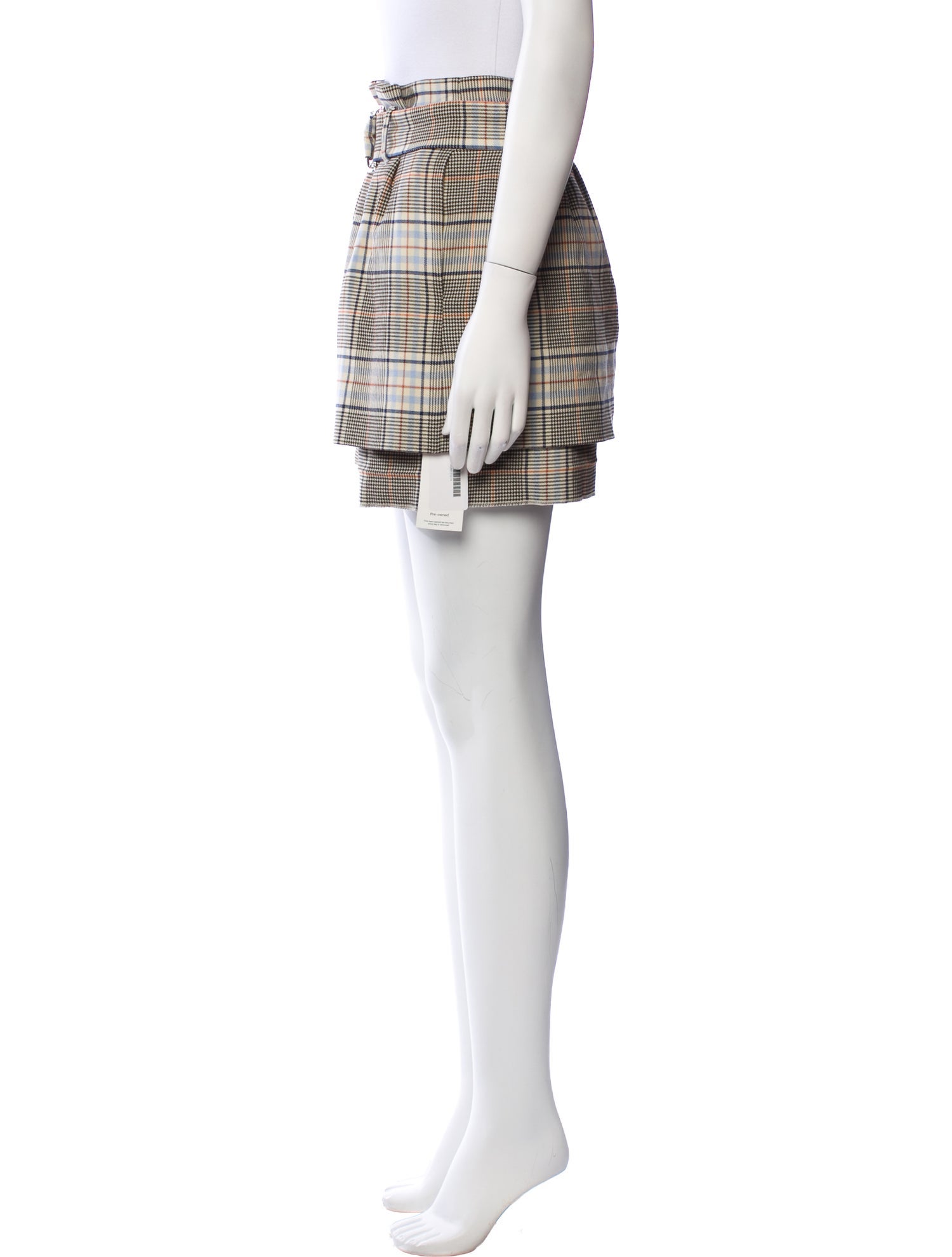 Maje Plaid Print Mini Shorts