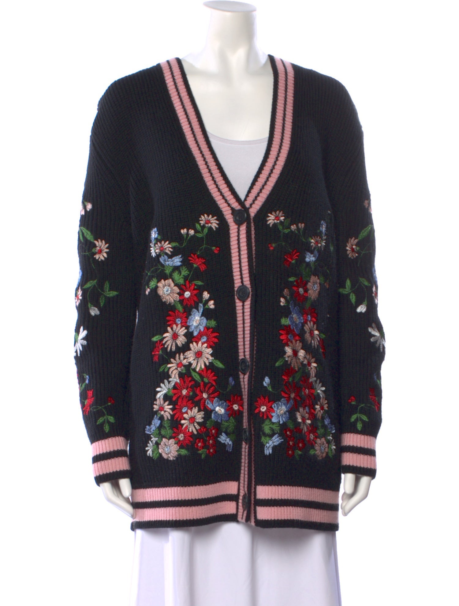 Maje Floral Print V-Neck Sweater