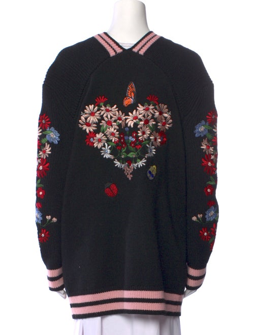 Maje Floral Print V-Neck Sweater