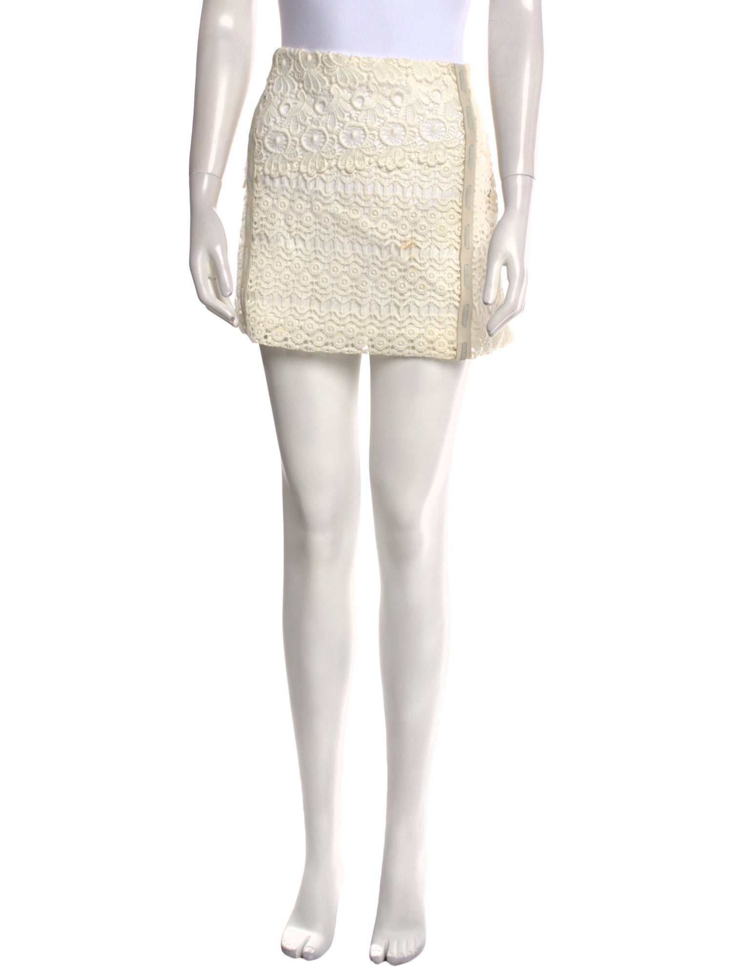 Maje Leather Trim Embellishment Mini Skirt