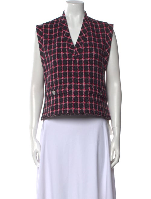 Maje Plaid Print V-Neck Crop Top