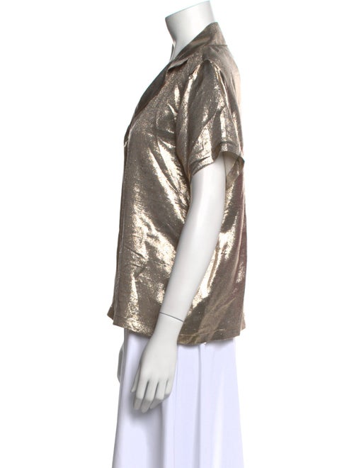 Maje Silk Short Sleeve Button-Up Top