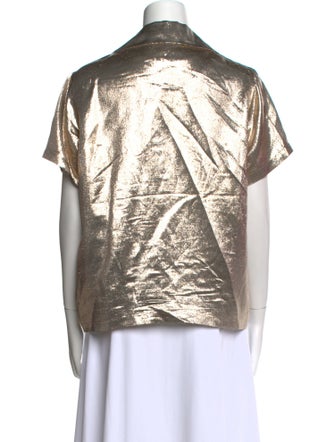 Maje Silk Short Sleeve Button-Up Top