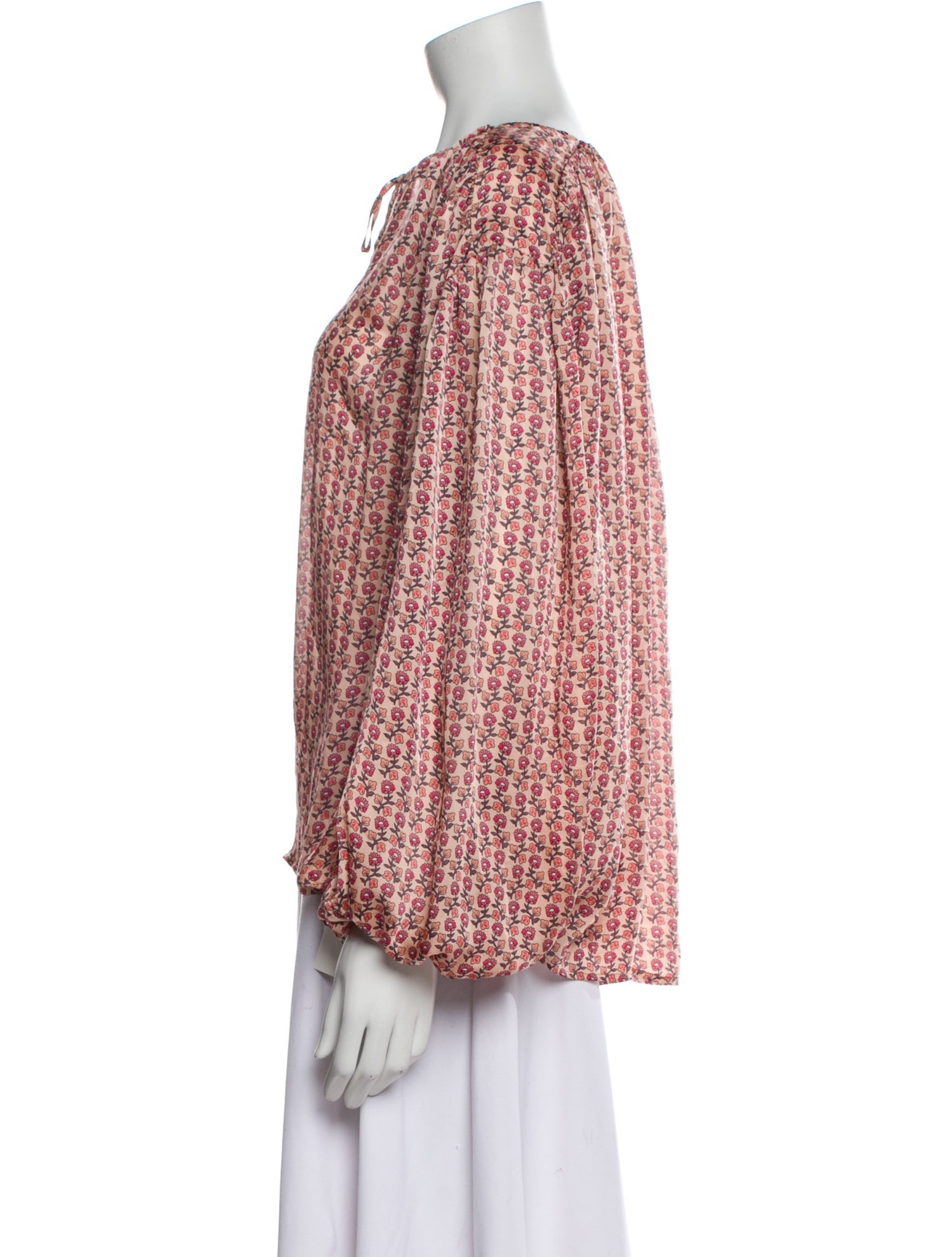 Maje Printed Bateau Neckline Blouse