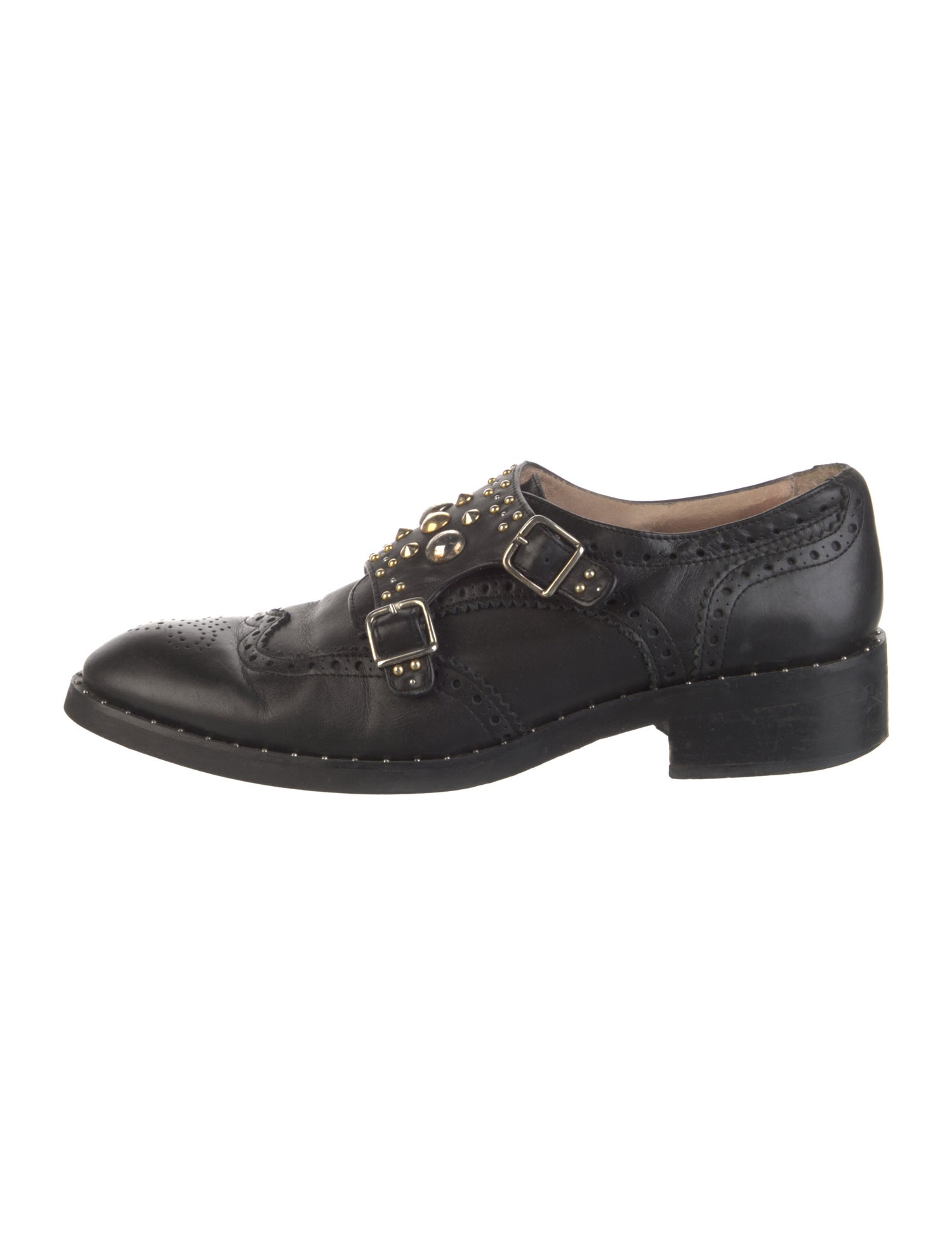 Maje Leather Studded Accents Oxfords