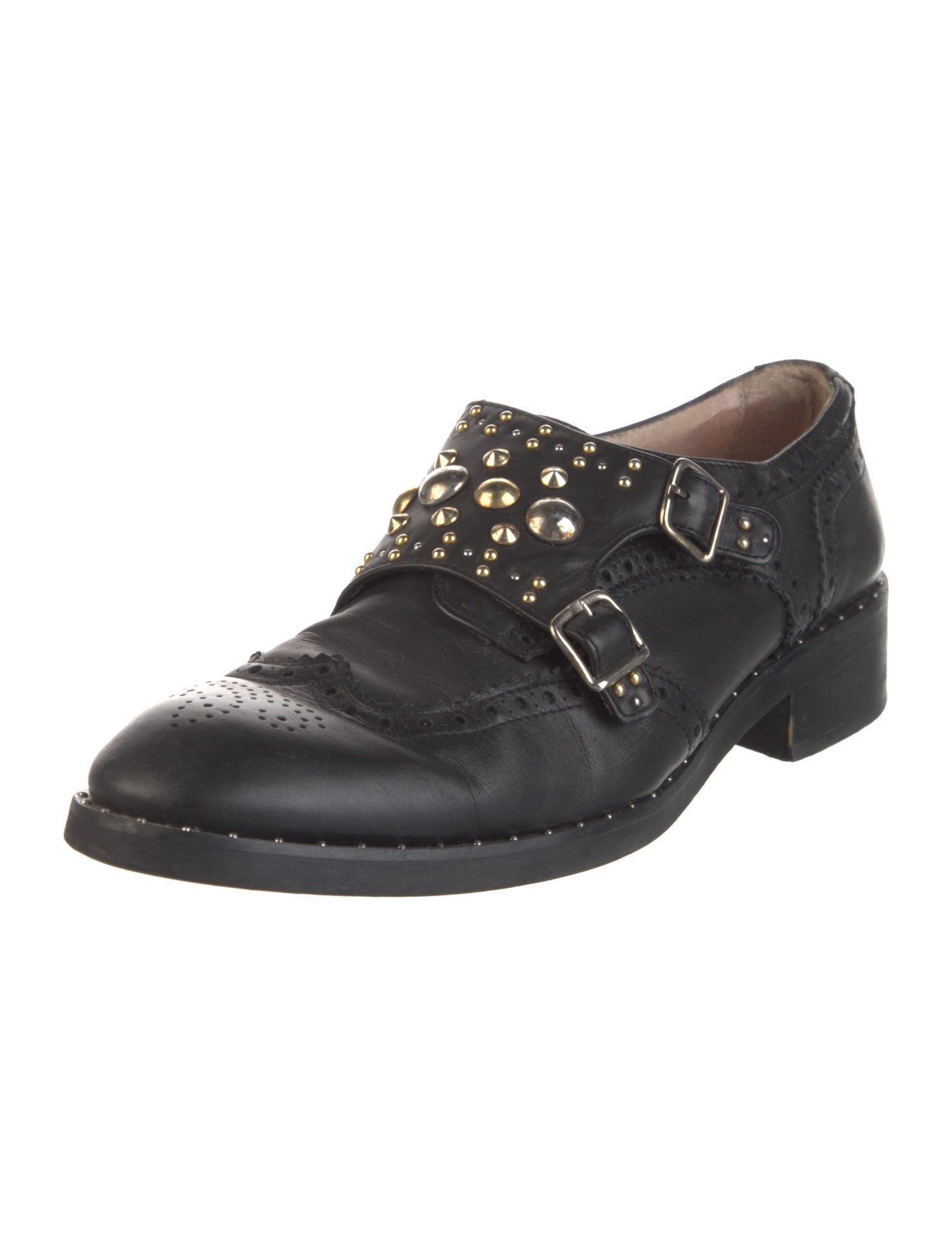 Maje Leather Studded Accents Oxfords