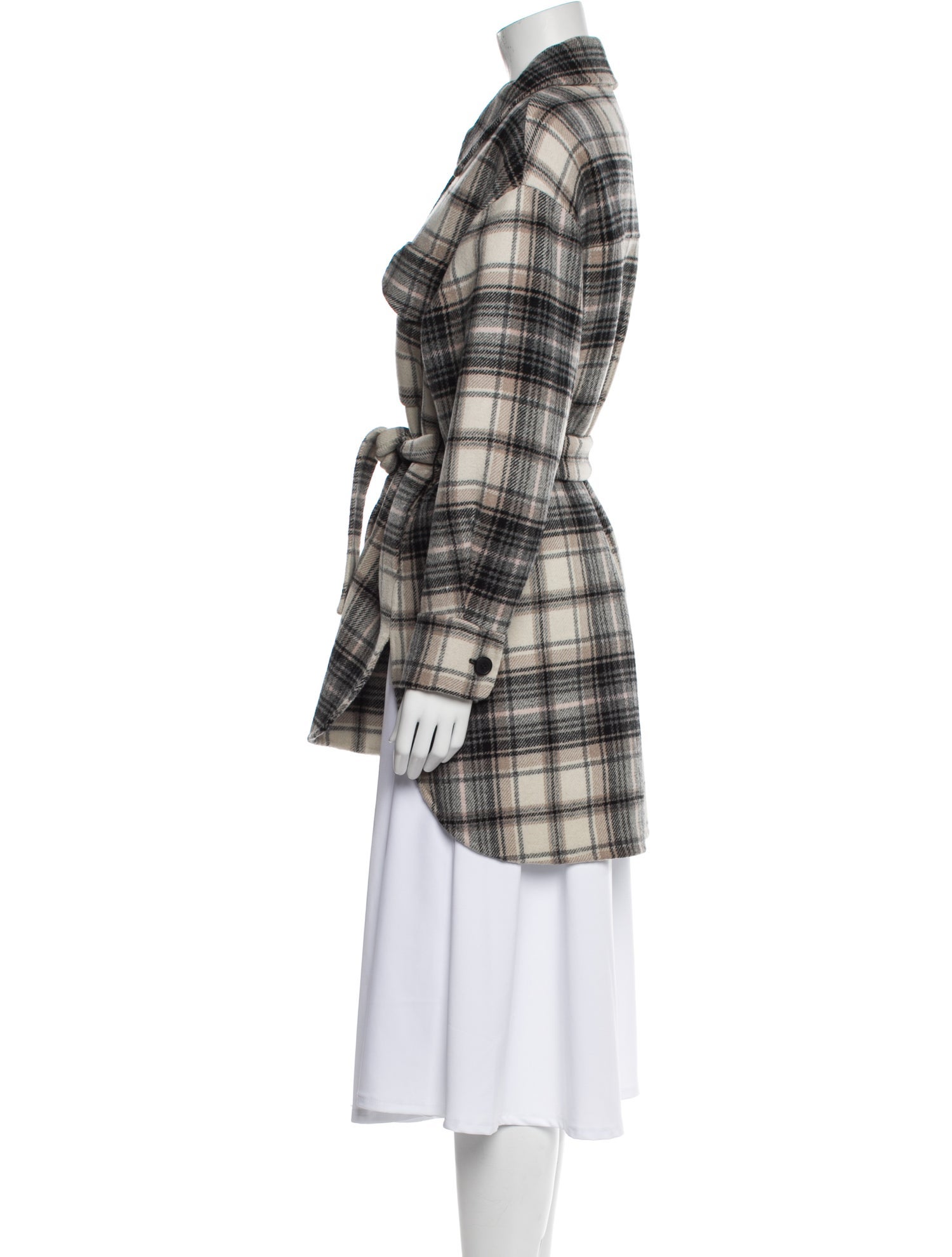 Maje Wool Plaid Print Coat w/ Tags