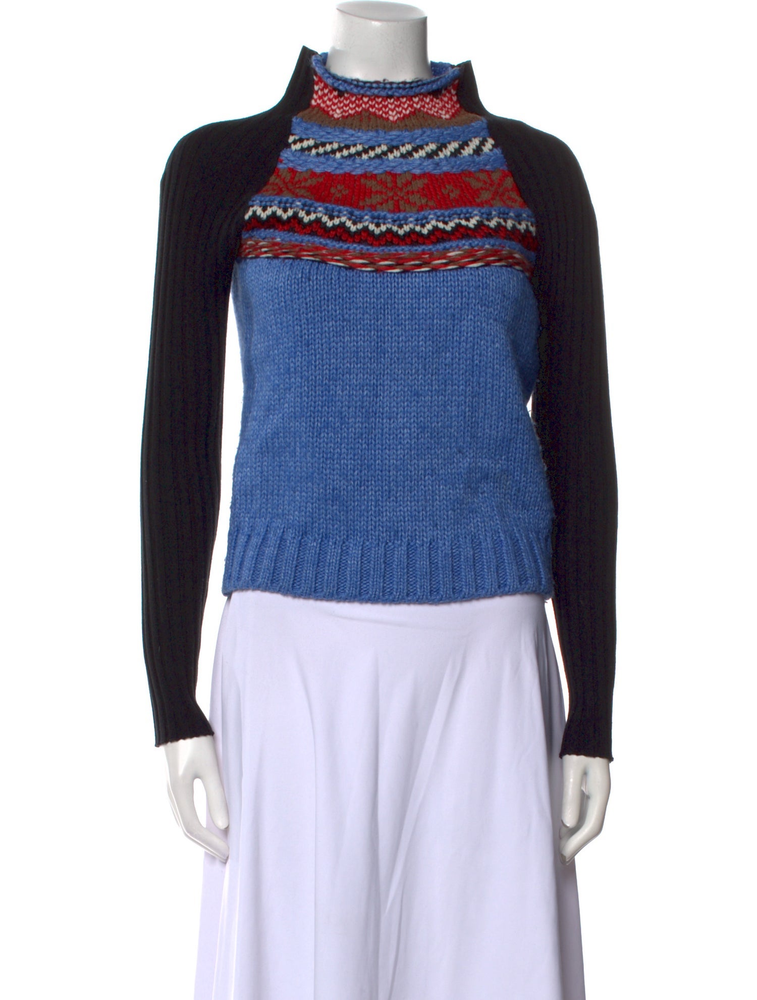 Maje Striped Mock Neck Sweater