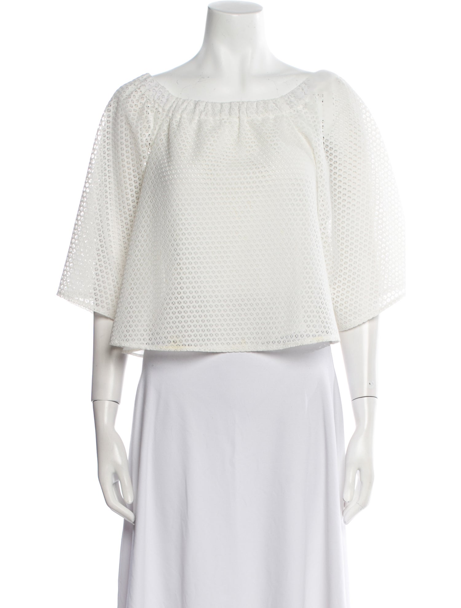 Maje Bateau Neckline Three-Quarter Sleeve Crop Top