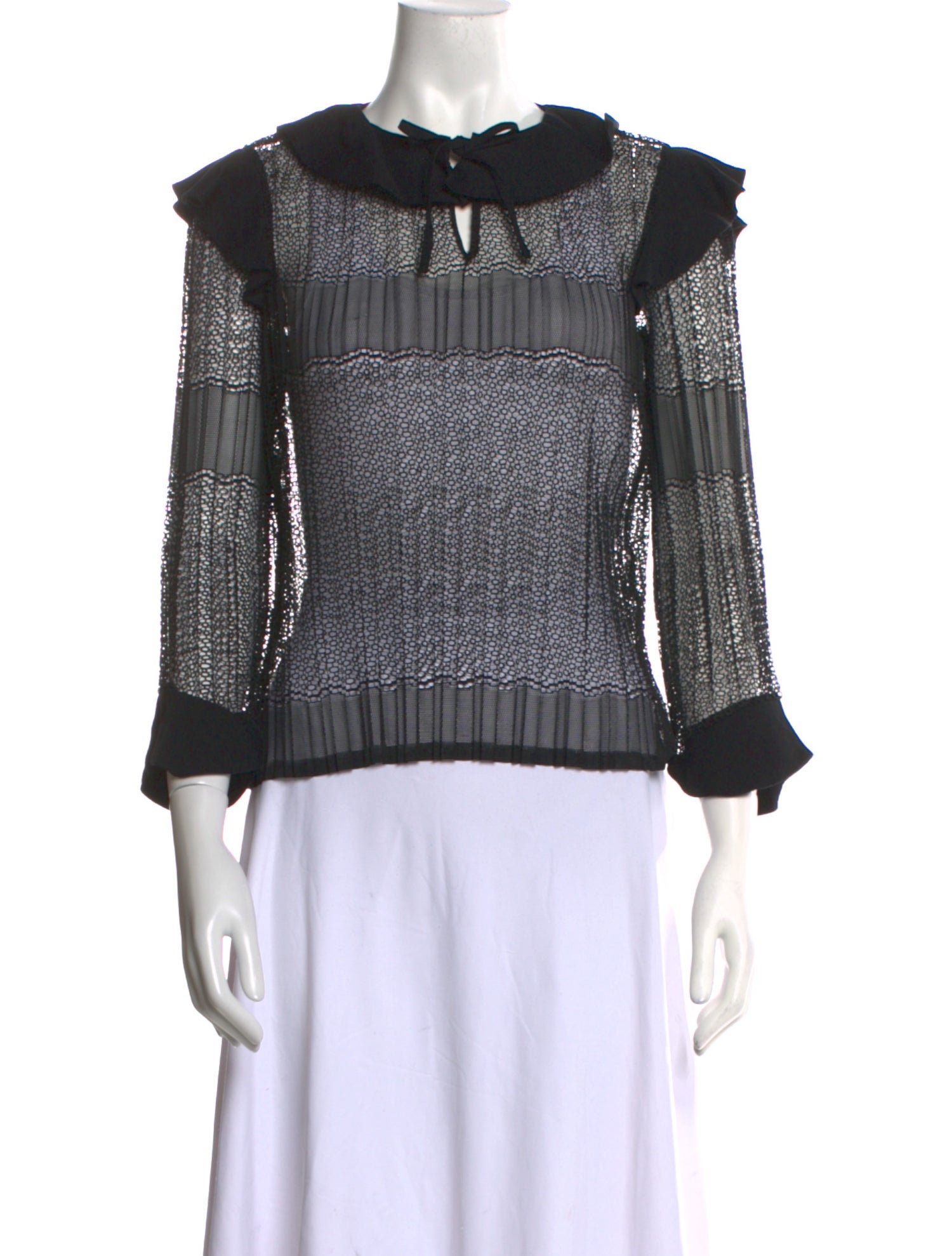 Maje Bateau Neckline Three-Quarter Sleeve Blouse