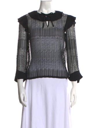 Maje Bateau Neckline Three-Quarter Sleeve Blouse