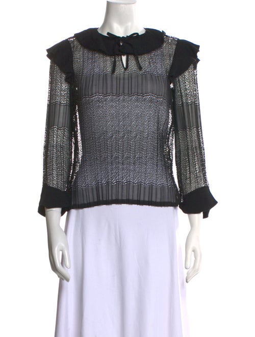 Maje Bateau Neckline Three-Quarter Sleeve Blouse