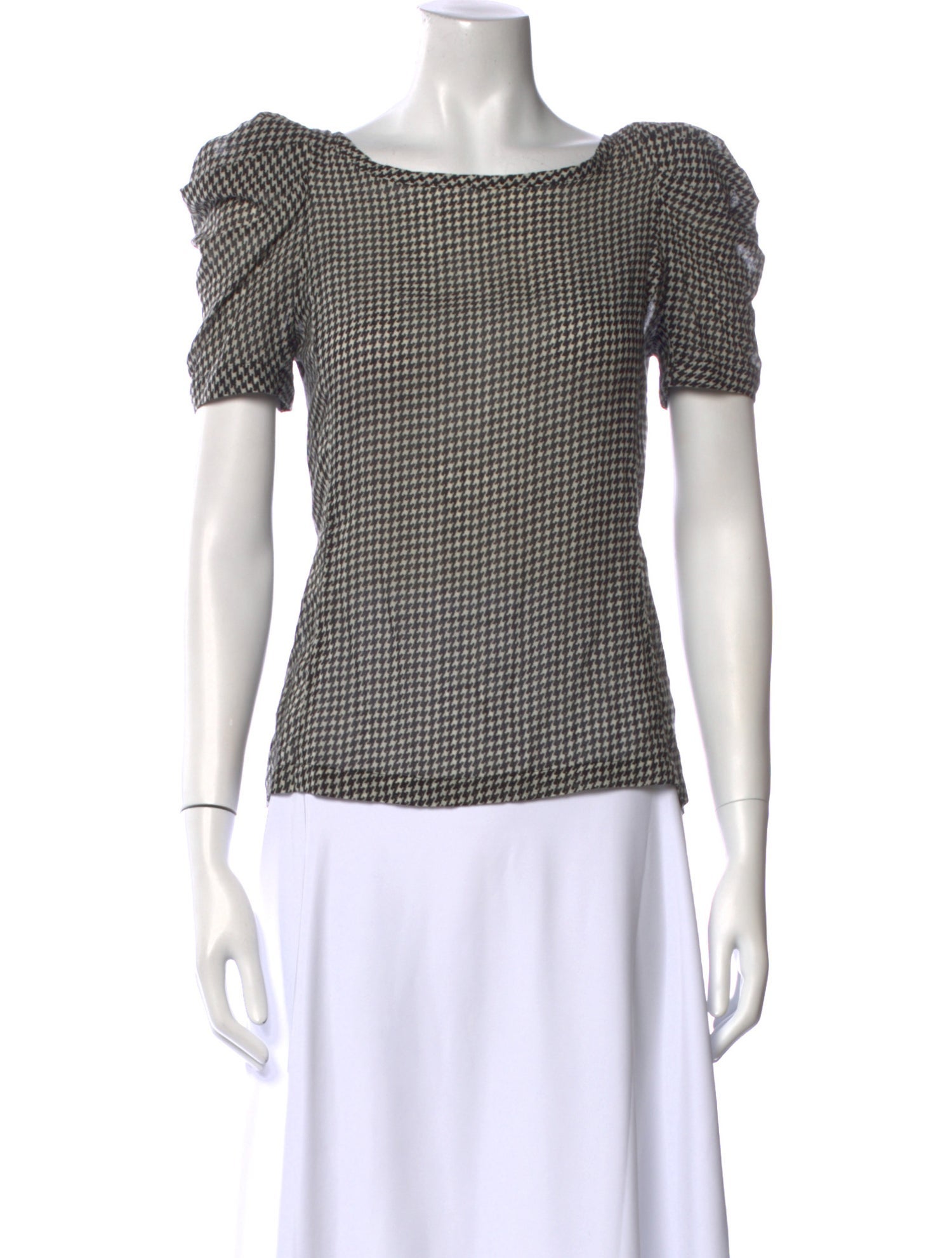 Maje Houndstooth Print Scoop Neck Top