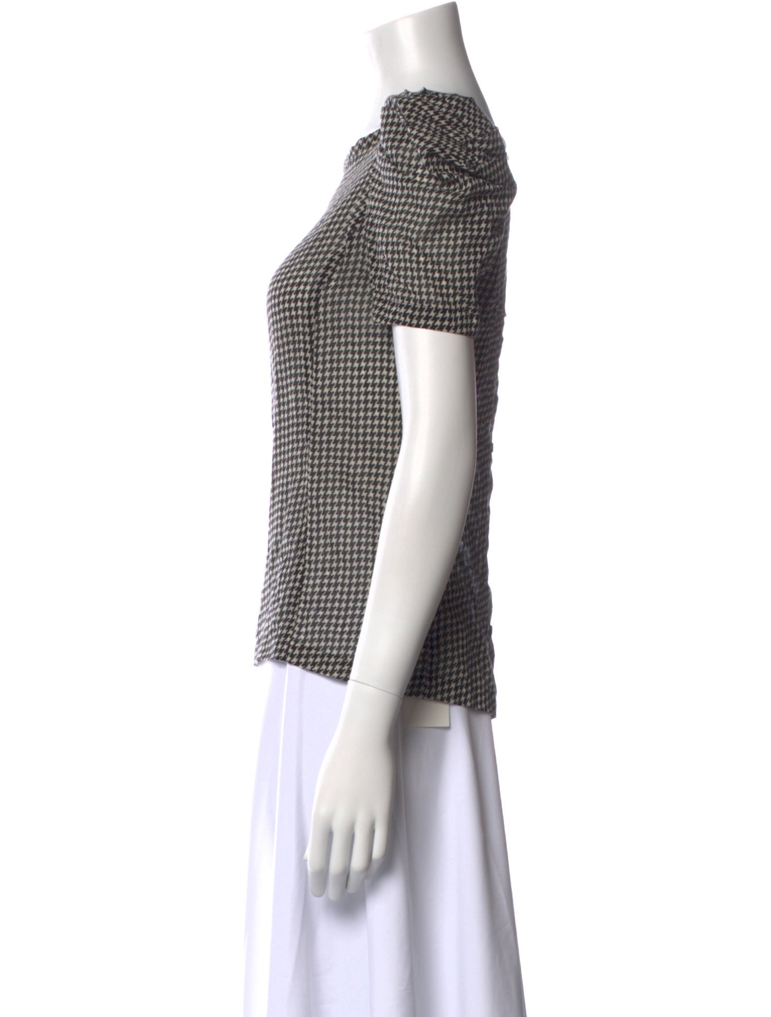 Maje Houndstooth Print Scoop Neck Top