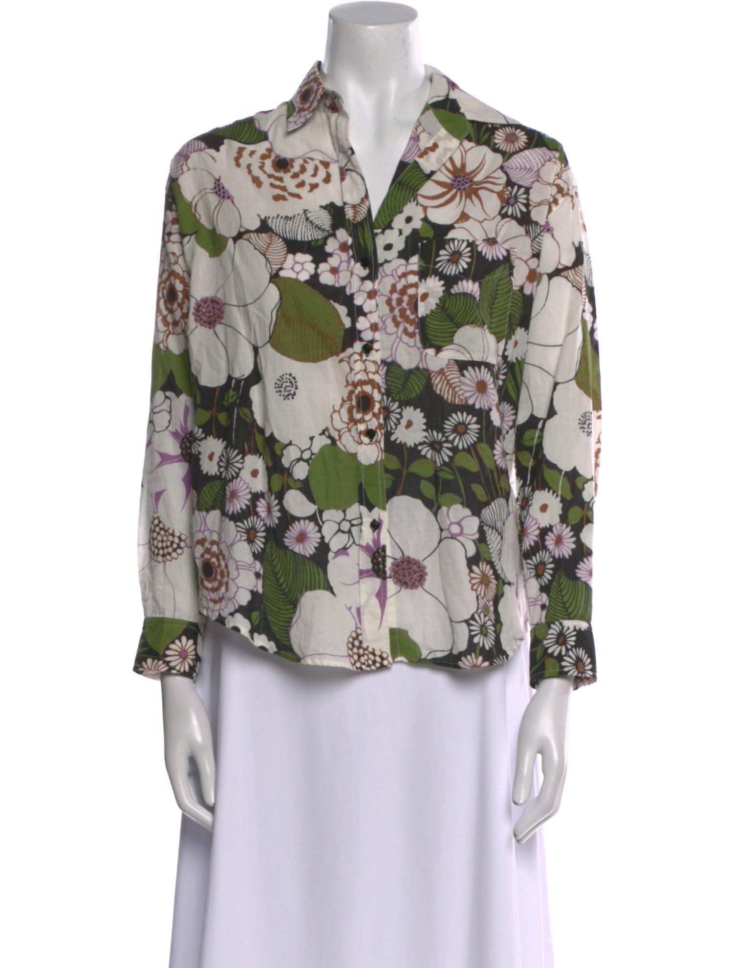 Maje Floral Print Three-Quarter Sleeve Blouse