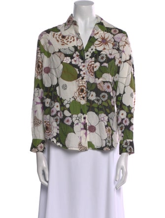 Maje Floral Print Three-Quarter Sleeve Blouse