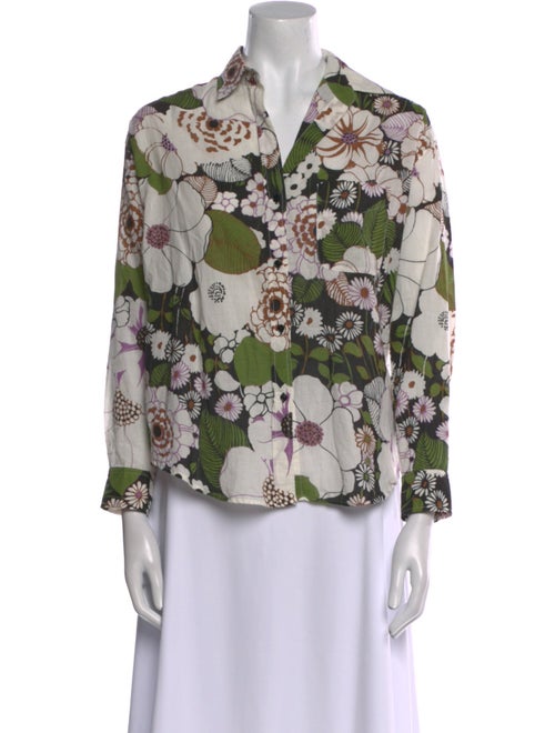 Maje Floral Print Three-Quarter Sleeve Blouse
