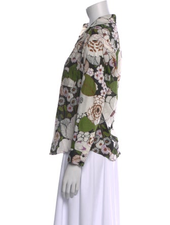 Maje Floral Print Three-Quarter Sleeve Blouse