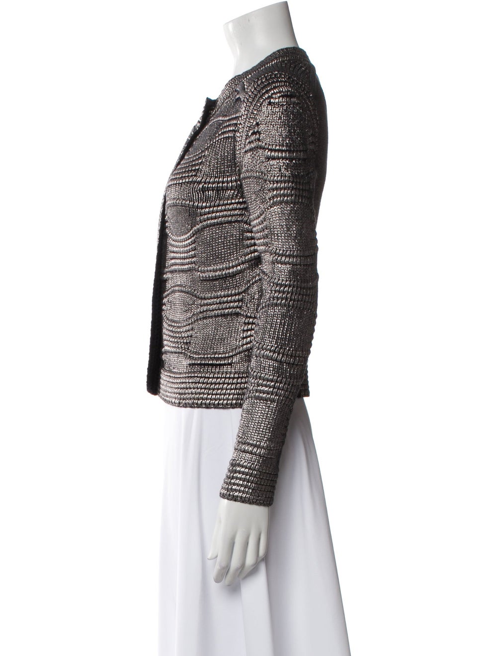 Maje Evening Jacket Silver Tweed Pattern Embroide… - image 2
