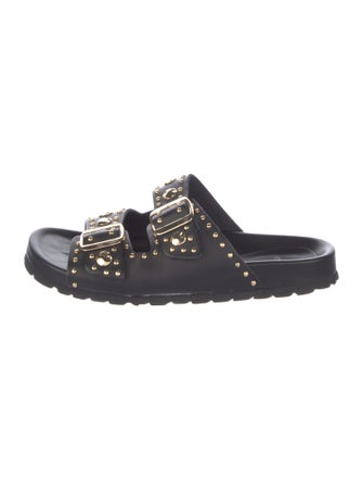 Maje Leather Studded Accents Slides