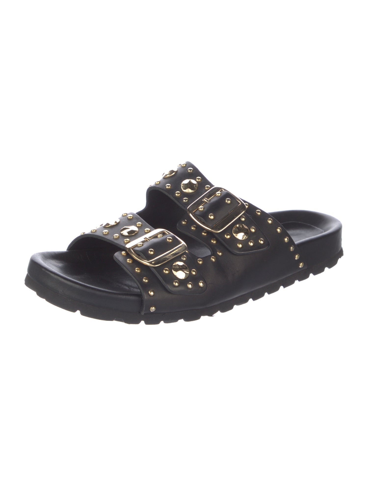 Maje Leather Studded Accents Slides