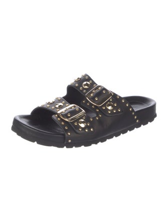 Maje Leather Studded Accents Slides