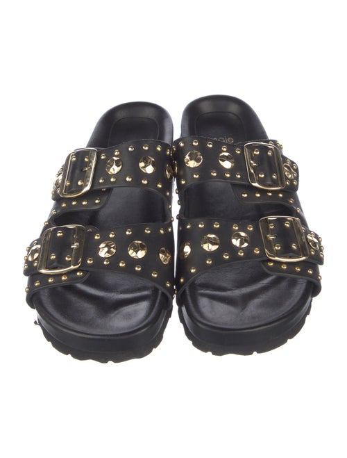 Maje Leather Studded Accents Slides