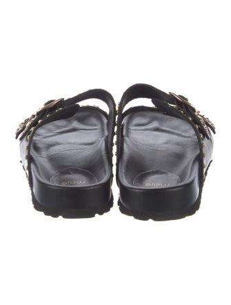 Maje Leather Studded Accents Slides