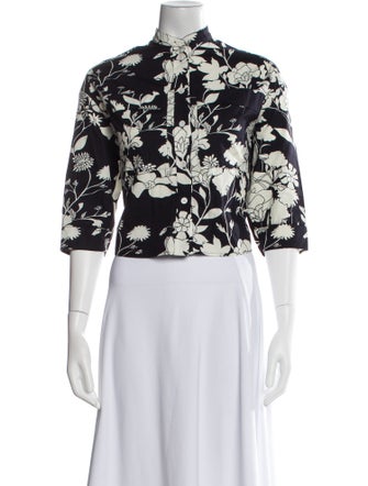 Maje Floral Print Mock Neck Crop Top