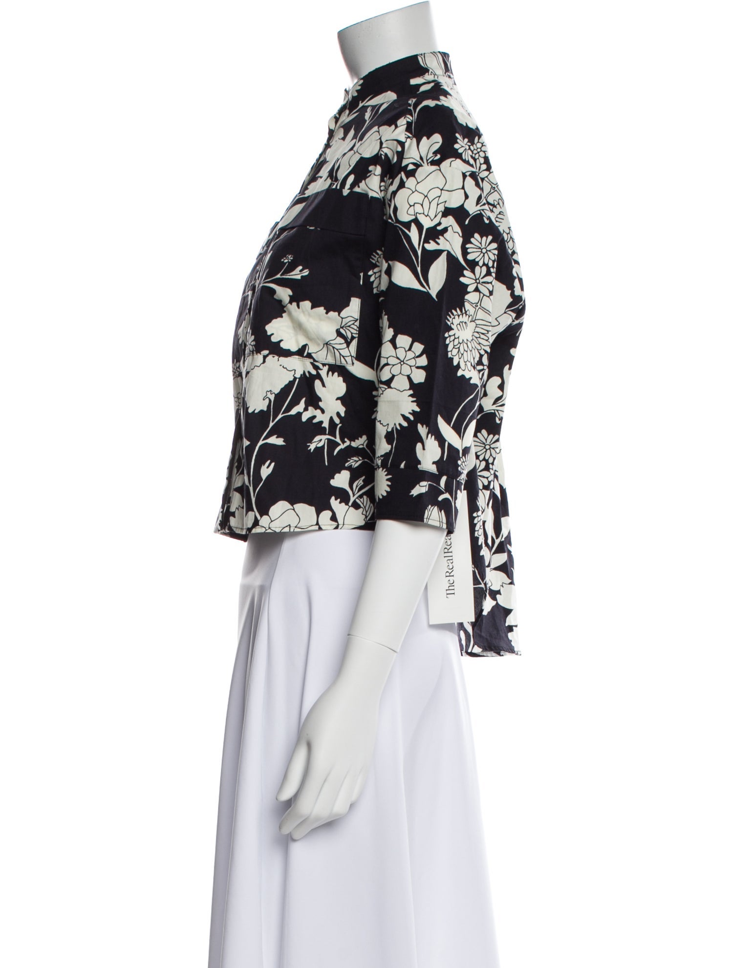 Maje Floral Print Mock Neck Crop Top