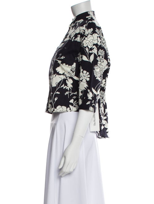 Maje Floral Print Mock Neck Crop Top