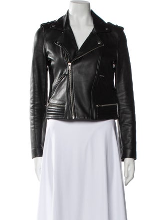 Maje Lamb Leather Biker Jacket