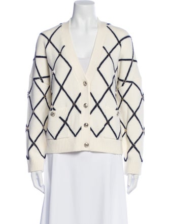 Maje Plaid Print V-Neck Sweater