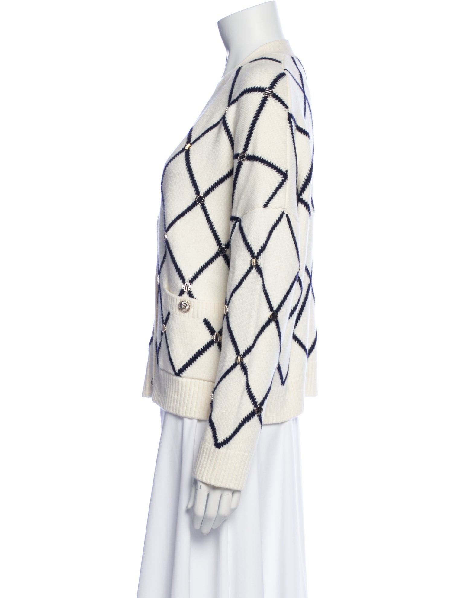 Maje Plaid Print V-Neck Sweater