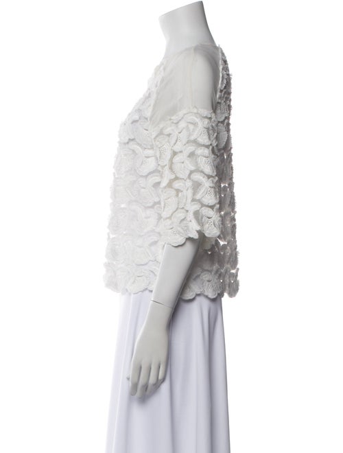 Maje Lace Pattern Bateau Neckline Crop Top