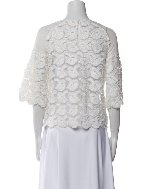 Maje Lace Pattern Bateau Neckline Crop Top