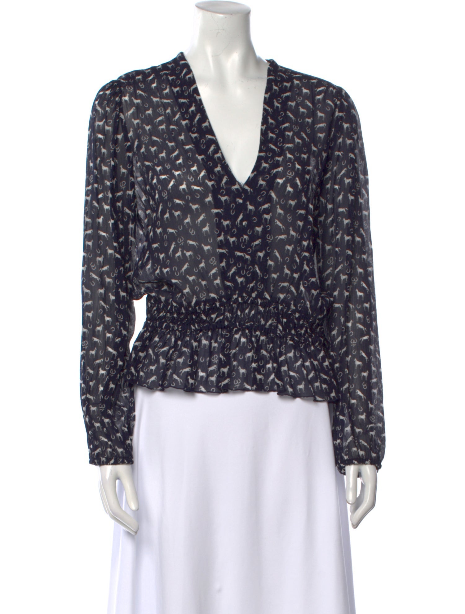 Maje Printed V-Neck Blouse w/ Tags