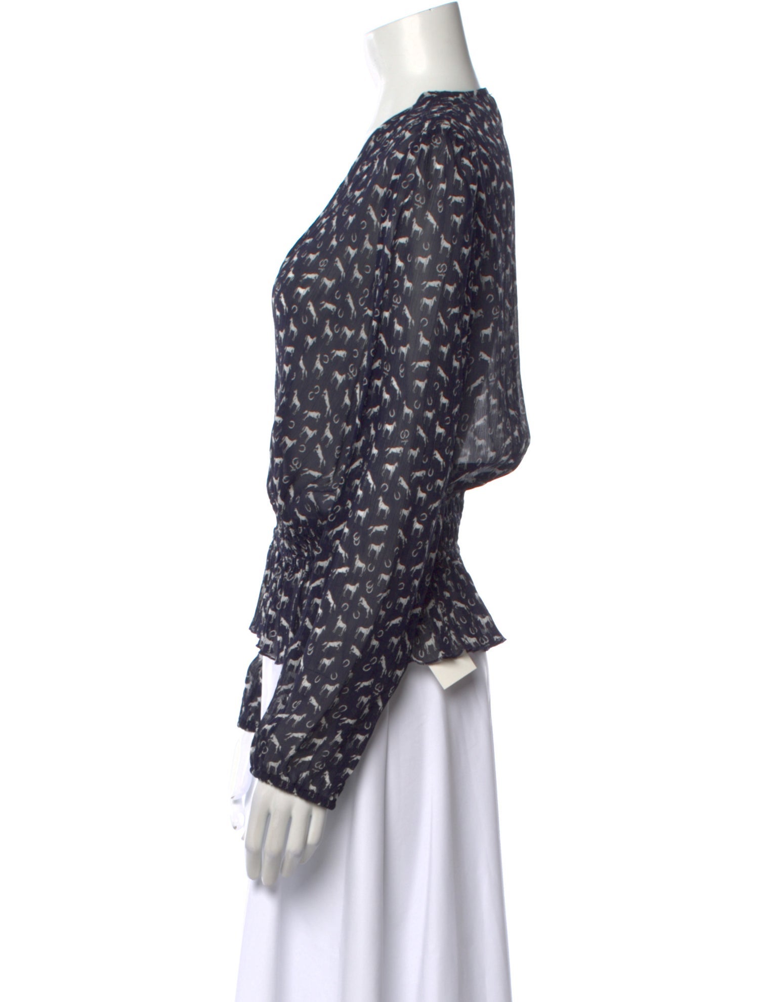 Maje Printed V-Neck Blouse w/ Tags