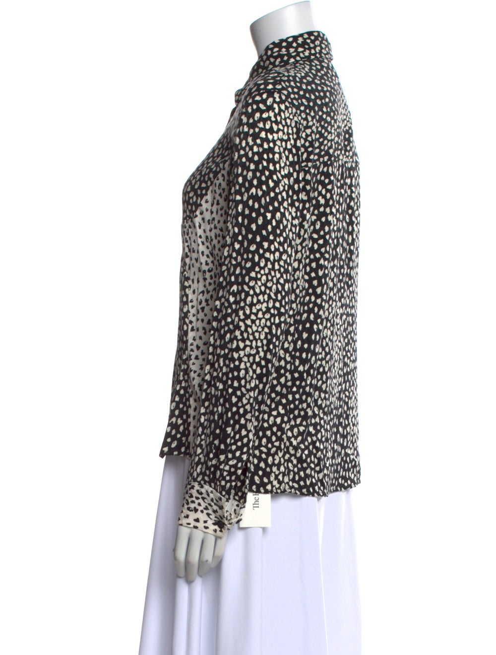 Maje Button-Up Top Black Printed Pleated Accents … - image 2