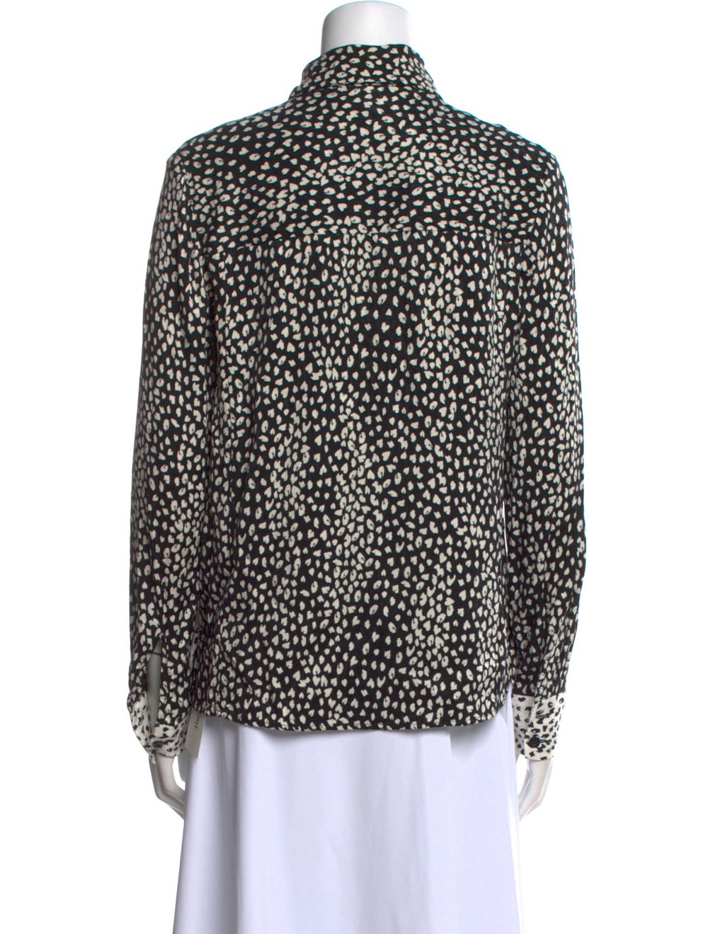 Maje Button-Up Top Black Printed Pleated Accents … - image 3